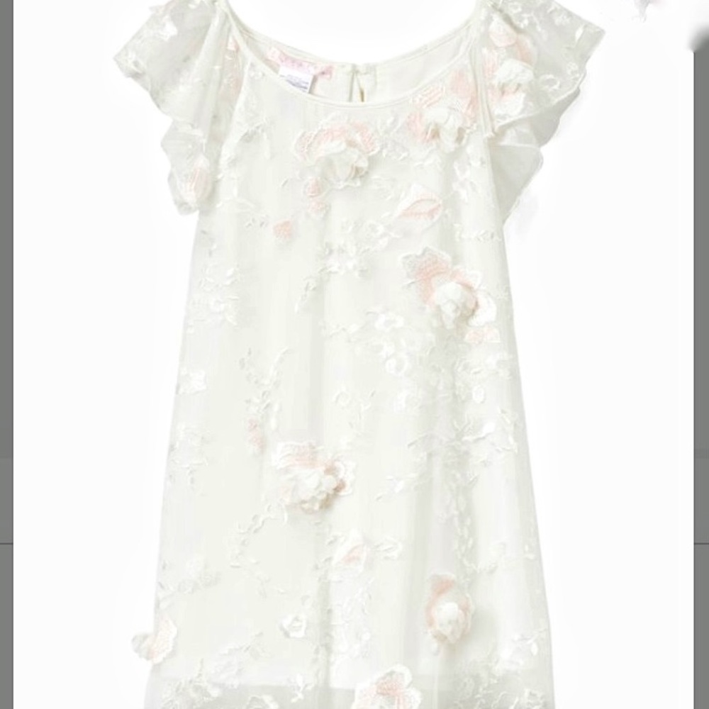 NWT ivory floral accent flutter sleeve dress 4T